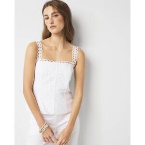 NWT Sz 4 White House Black MarketWhite Sleeveless Cotton Eyelet Bustier Top